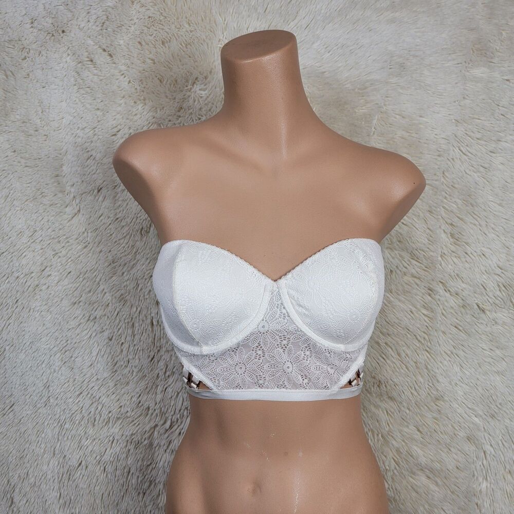 Victoria's Secret Size 34DD Very Sexy Balconet Underwire Strapless Bra White P
